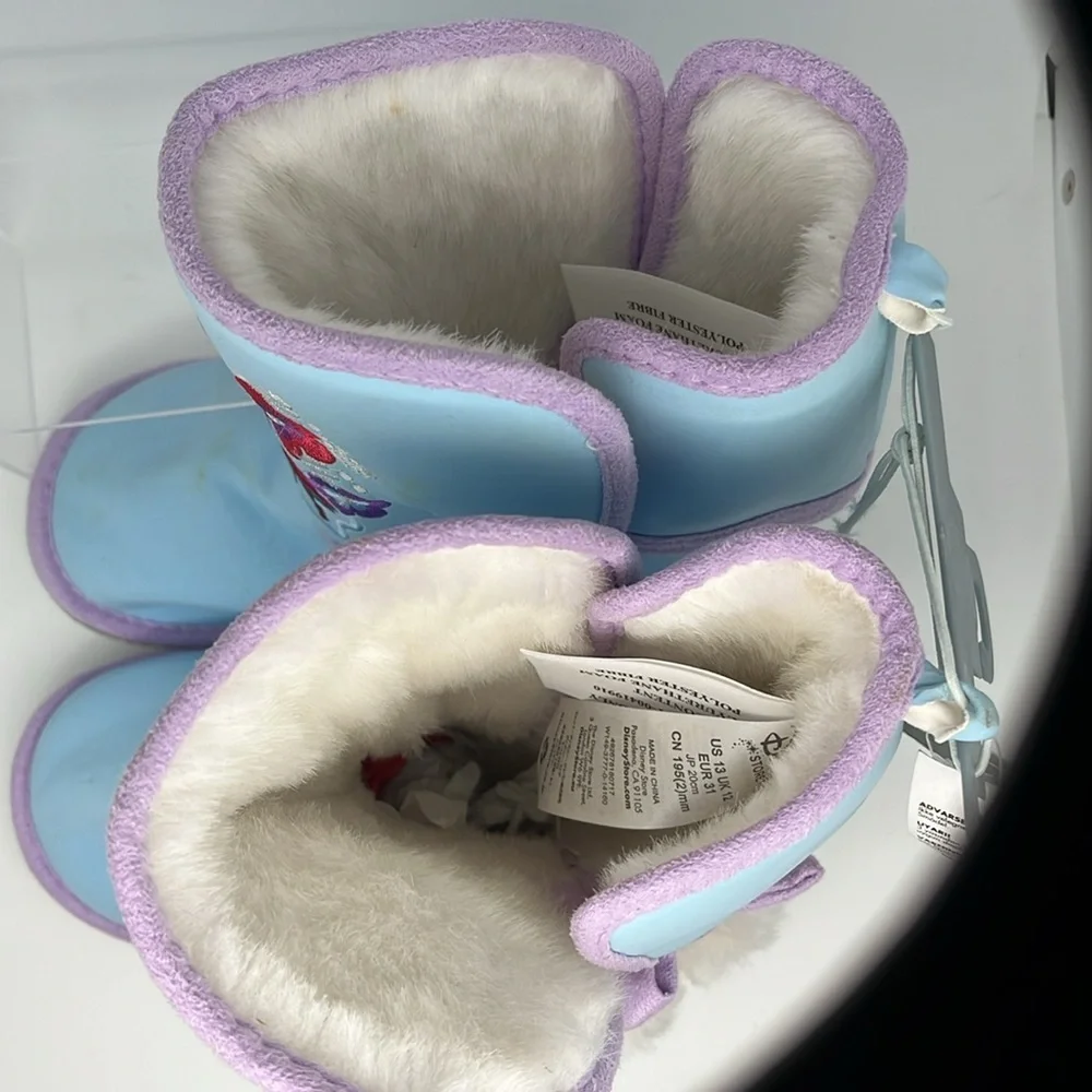 Disney Store Frozen‎ Anna & Elsa Winter Boots Faux Leather & Fur Lining Size 13